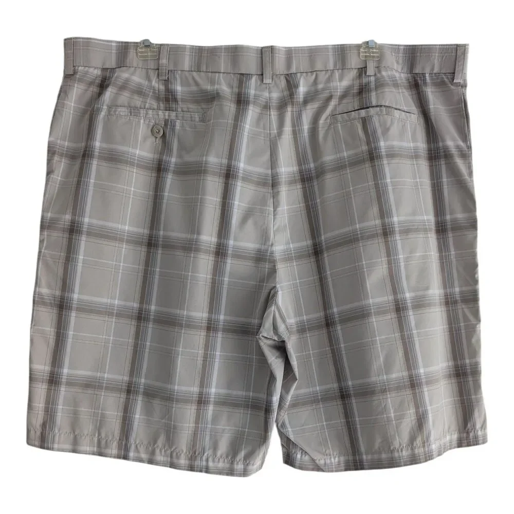 Ben Hogan Performance Shorts Men's Size 36 Beige Plaid Pockets Athleisure Golf